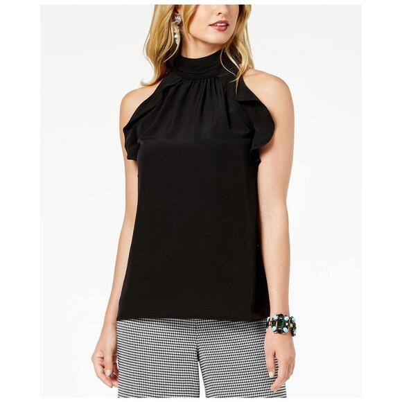 Rachel Zoe Tops - Rachel Zoe Womens Ruffled Mock Neck Sleeveless Top Size L